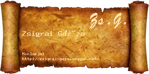 Zsigrai Géza névjegykártya